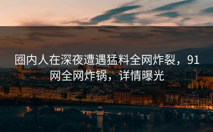 圈内人在深夜遭遇猛料全网炸裂，91网全网炸锅，详情曝光