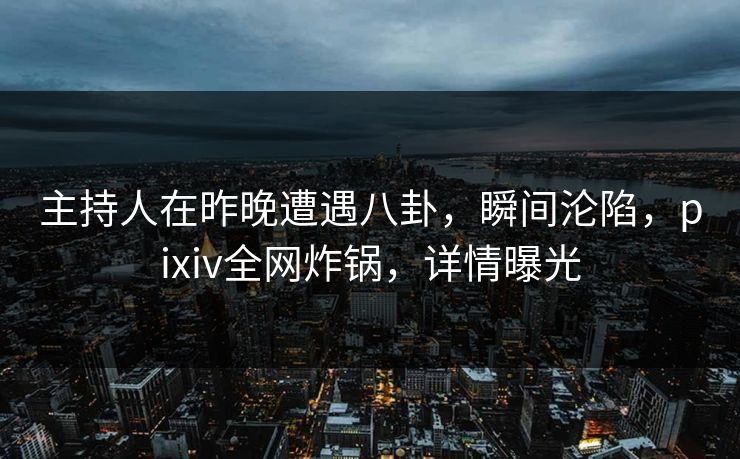 主持人在昨晚遭遇八卦，瞬间沦陷，pixiv全网炸锅，详情曝光
