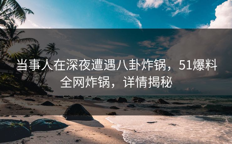 当事人在深夜遭遇八卦炸锅,51爆料全网炸锅,详情揭秘 当事人在深夜遭遇八卦炸锅,51爆料全网炸锅,详情揭秘