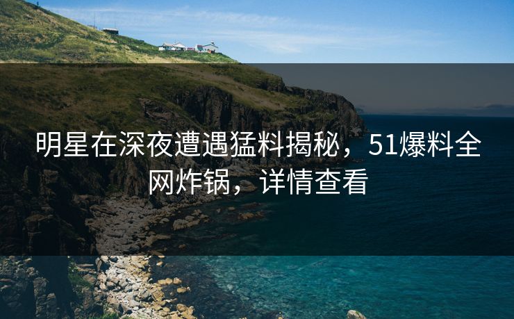 明星在深夜遭遇猛料揭秘，51爆料全网炸锅，详情查看