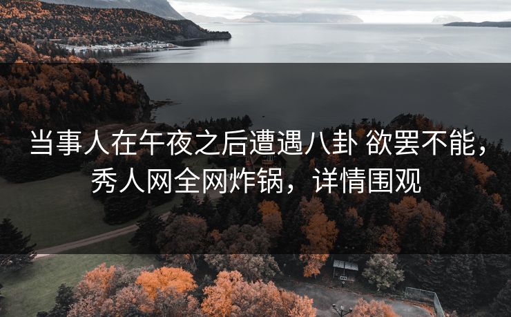 当事人在午夜之后遭遇八卦 欲罢不能，秀人网全网炸锅，详情围观