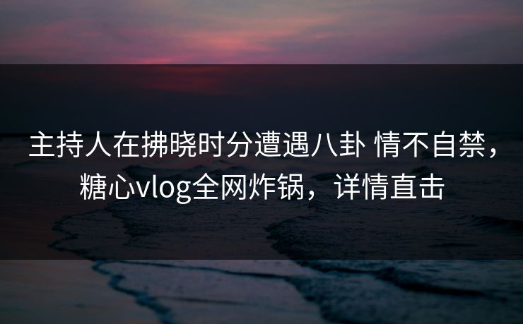主持人在拂晓时分遭遇八卦 情不自禁,糖心vlog全网炸锅,详情直击 主持人在拂晓时分遭遇八卦 情不自禁,糖心vlog全网炸锅,详情直击