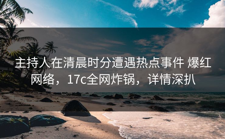 主持人在清晨时分遭遇热点事件 爆红网络，17c全网炸锅，详情深扒