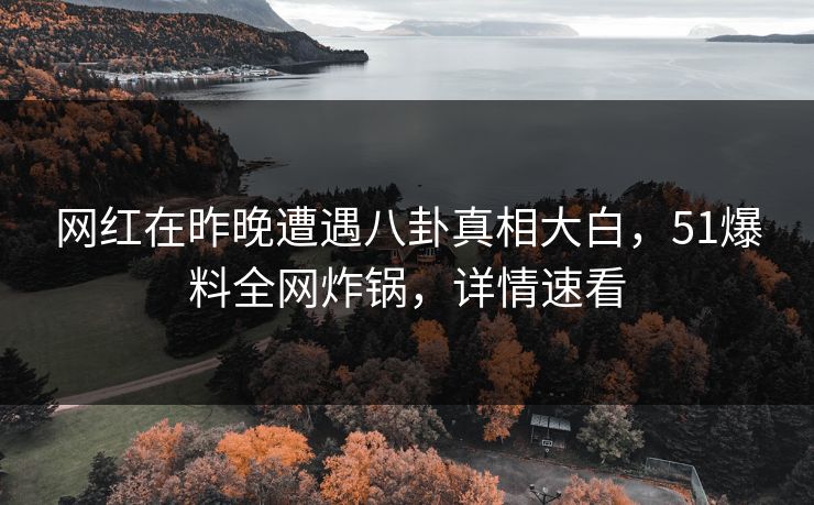 网红在昨晚遭遇八卦真相大白，51爆料全网炸锅，详情速看