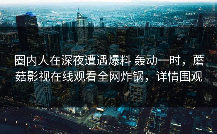 圈内人在深夜遭遇爆料 轰动一时，蘑菇影视在线观看全网炸锅，详情围观